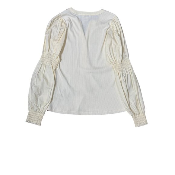 NEW Studio Park Womens XS White Button-Up Long Balloon Sleeve Top Boho Chic - Picture 16 of 16